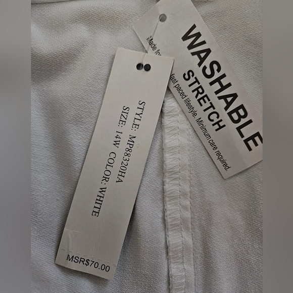 NWT - Larry Levine Cotton Stretch White Jeans - Size 14W - Picture 8 of 9